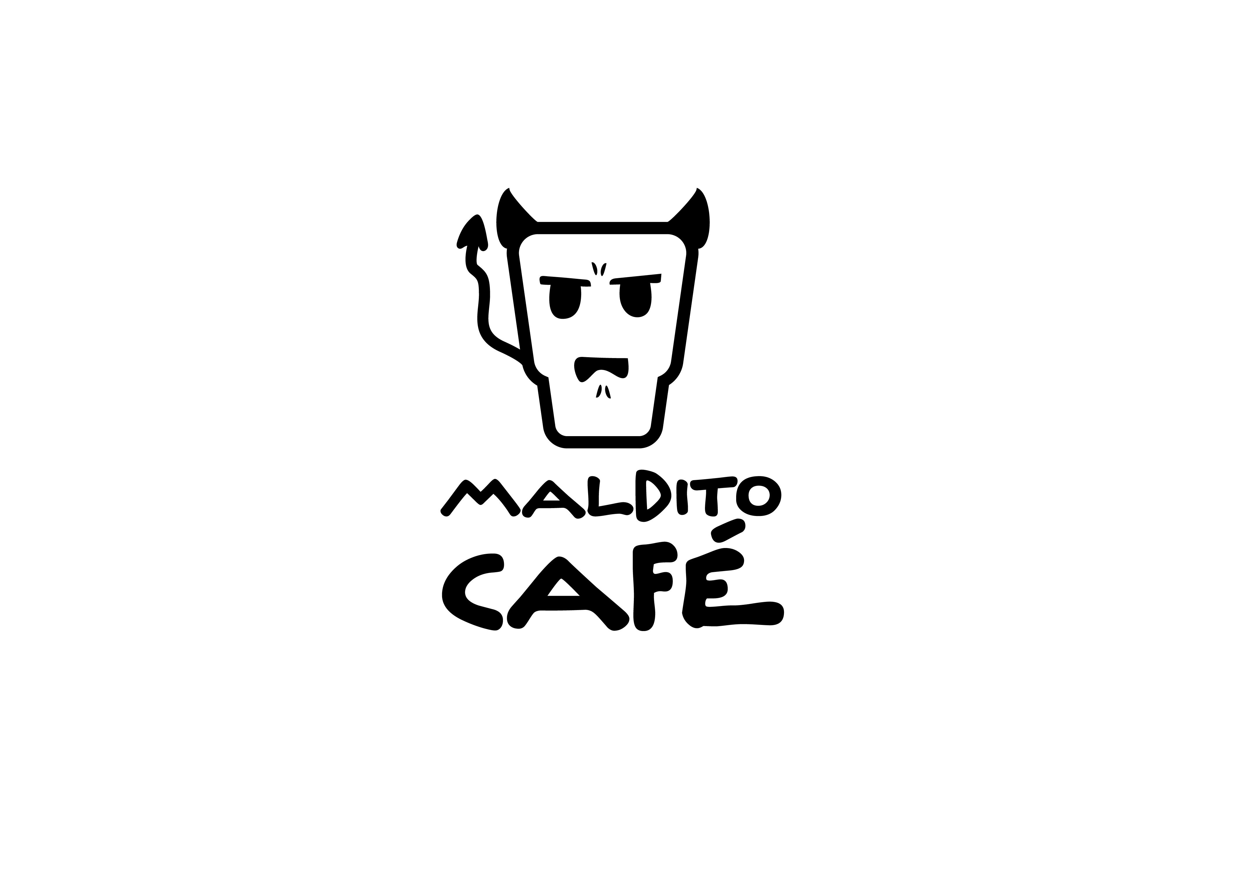 Logotype for a coffee shop with a playful love-hate concept, featuring a fun, cartoony twist.